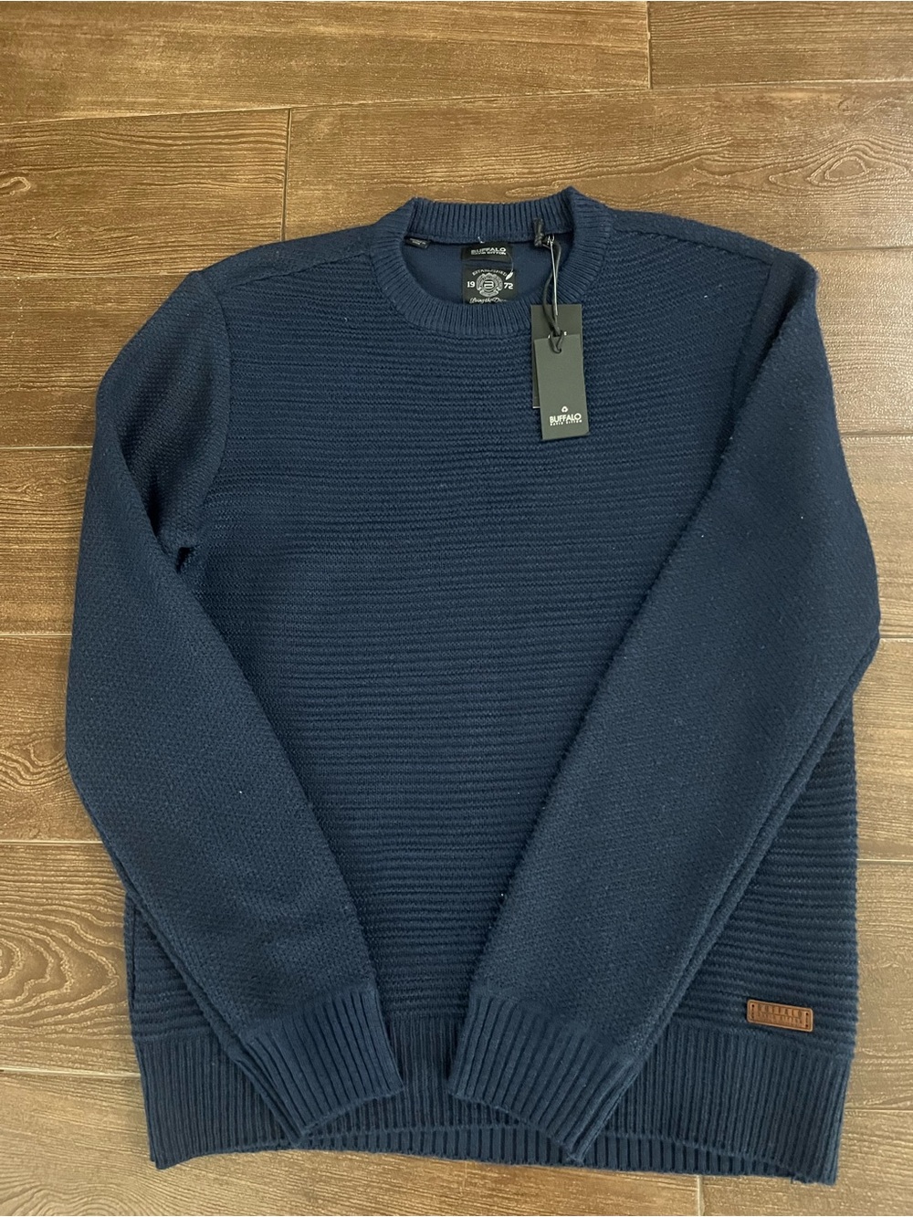 Buffalo David Bitton Men's Navy Ribbed Crewneck Sweater